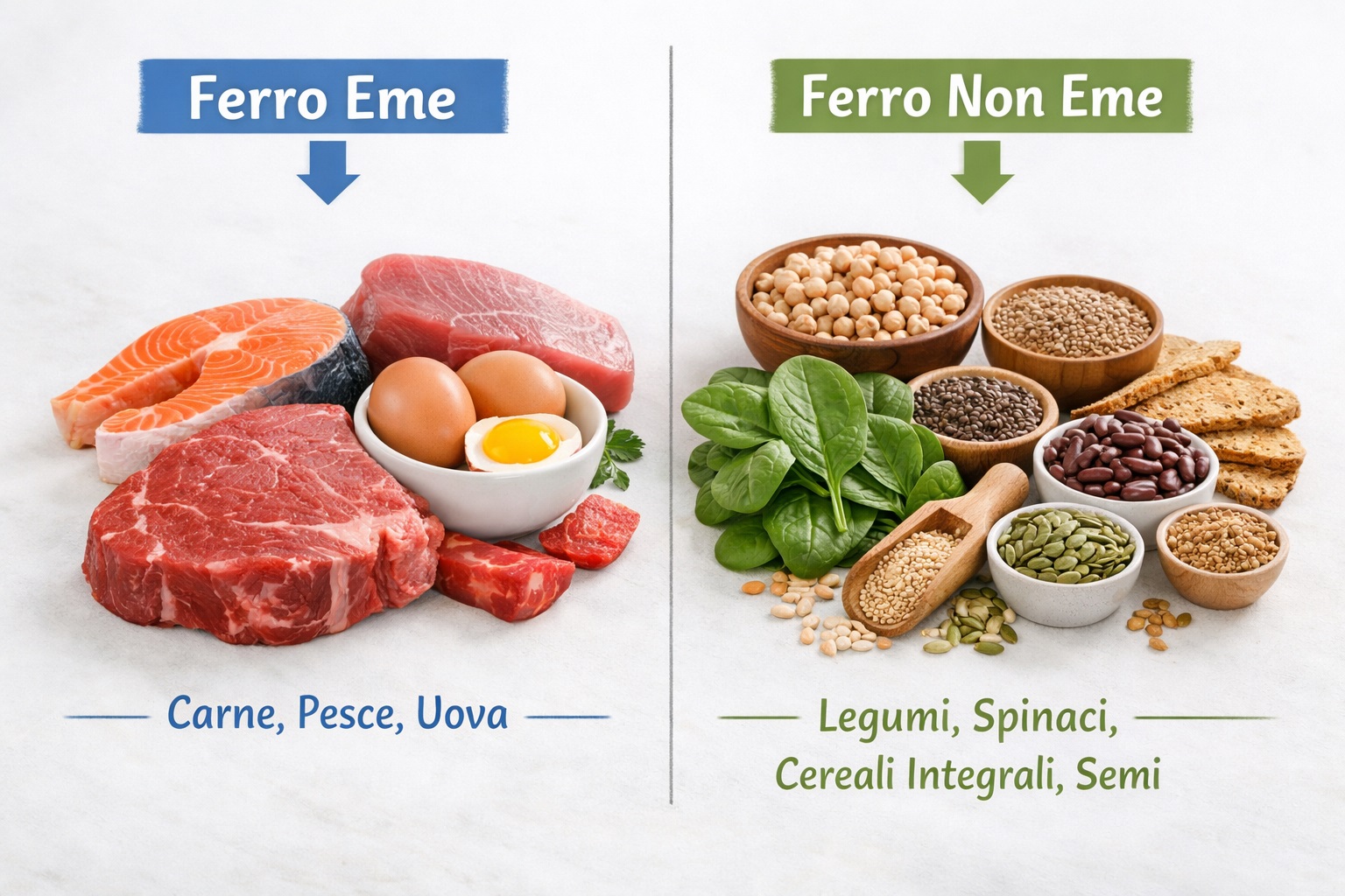 Ferro eme e non eme: differenze, alimenti e assorbimento